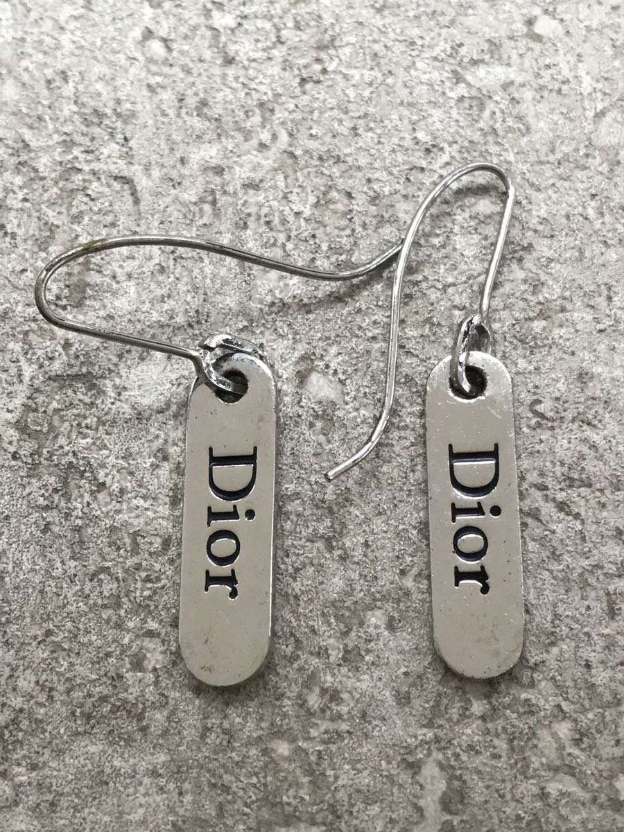 【中古】Christian Dior◆ピアス/SLV/レディース/ロゴプレート【服飾雑貨他】