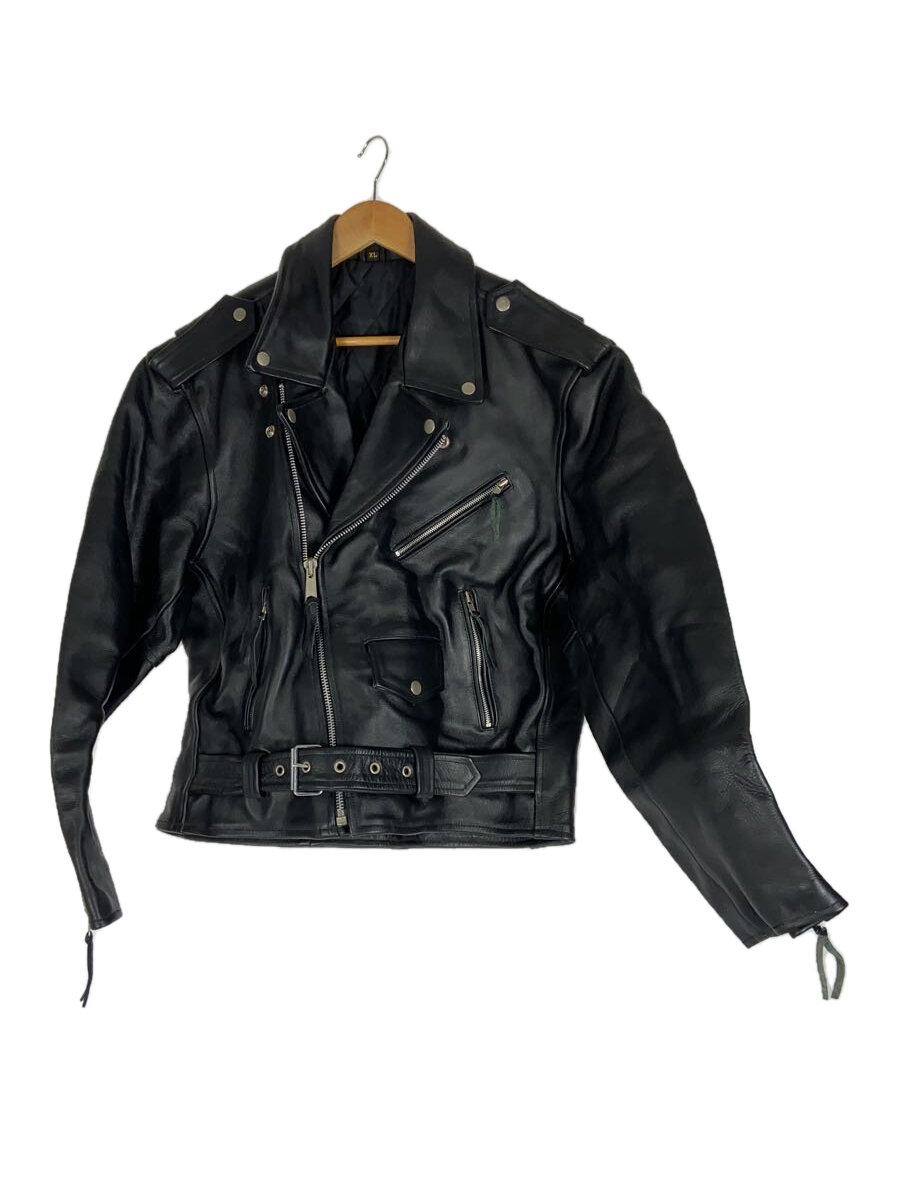 【中古】ダブルライダースジャケット/XL/牛革/BLK【メンズウェア】