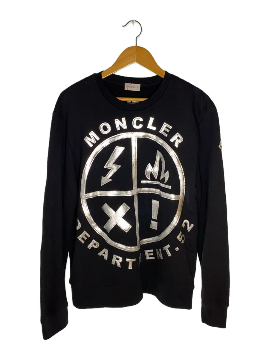 MONCLER◆スウェット/XL/BLK/無地/F10918G74020 8098U/DEPARTMENT.52/ロゴクルーネック