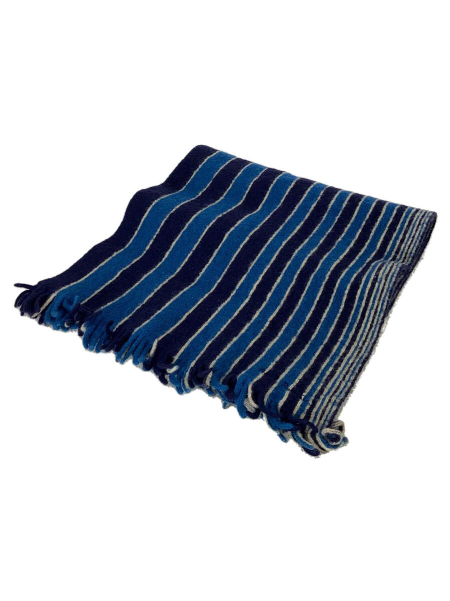 【中古】Paul Smith◆マフラー/ウール/BLU/ストライプ/メンズ【服飾雑貨他】