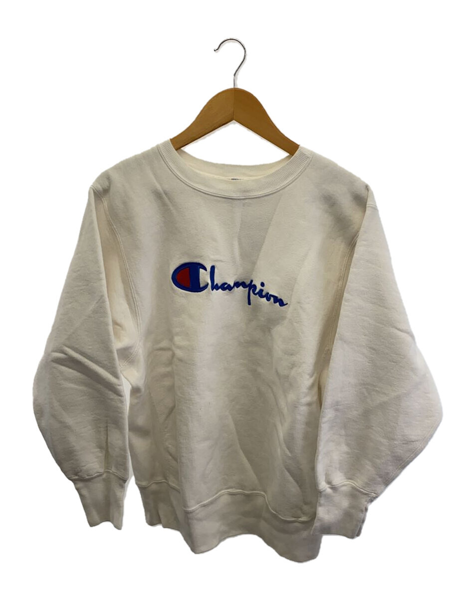 【中古】Champion◆90s/USA製/リバースウィーブ/スウェット/L/コットン/ホワイト【メンズウェア】