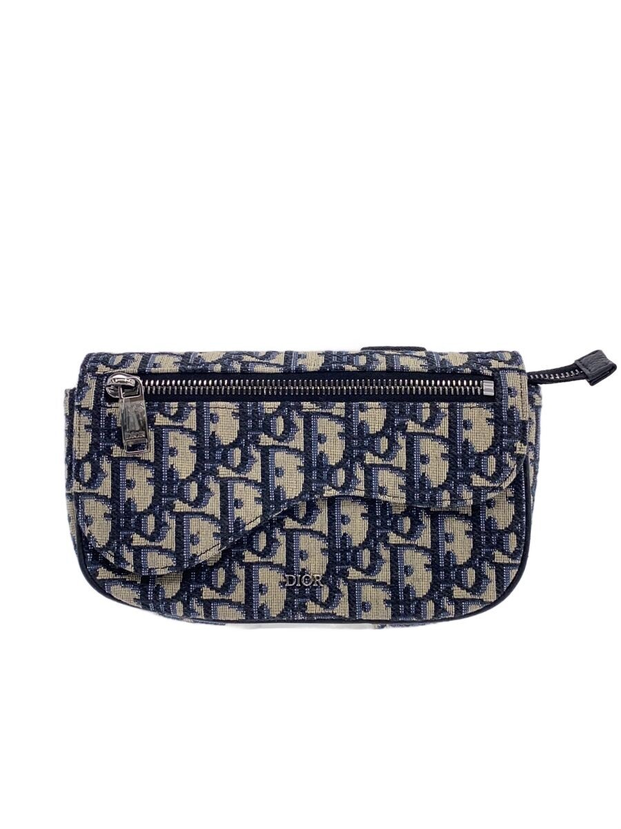 【中古】Christian Dior◆ポーチ/キャンバス/NVY/総柄【バッグ】