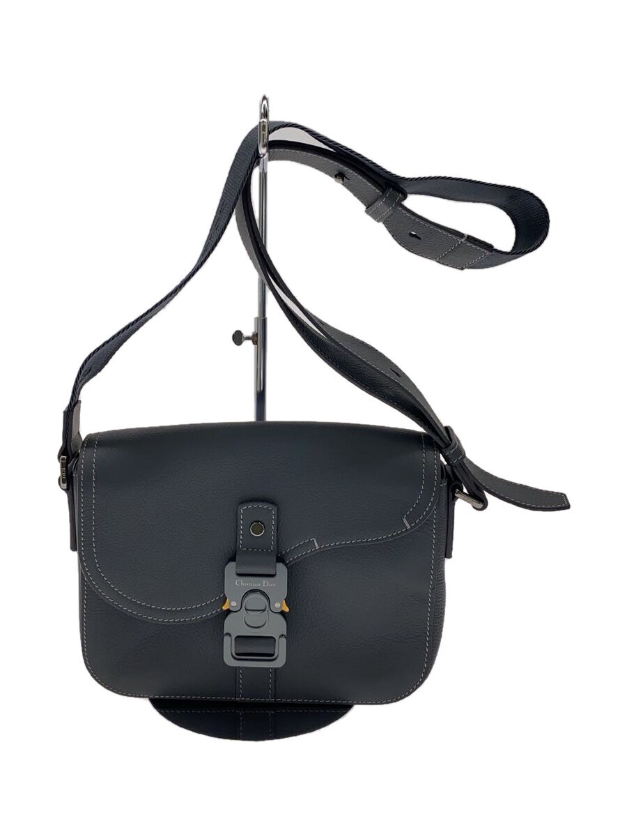 【中古】Christian Dior◆Small Saddle Messenger Bag With Flap/ショルダーバッグ/レザー/GRY【バッグ】