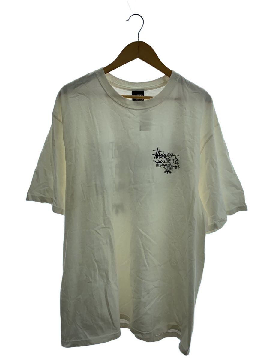 STUSSY◆Tシャツ/XL/コットン/WHT/プリント/RESPECT THE POOL