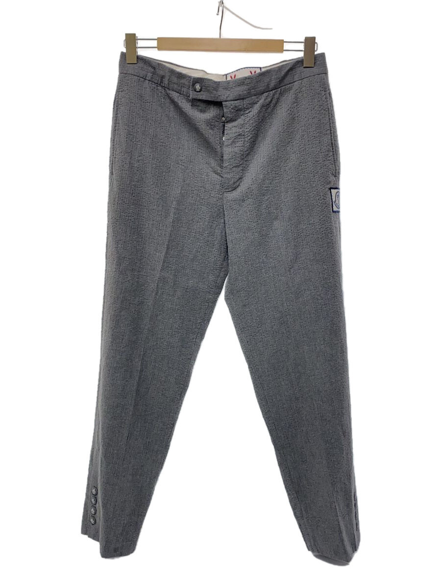【中古】MONCLER◆スラックスパンツ/2/コットン/グレー/無地/ロゴ【メンズウェア】
