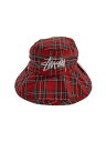 【中古】STUSSY◆ハット/コットン/RED/チェック/メンズ/OLD/80s//【服飾雑貨他】