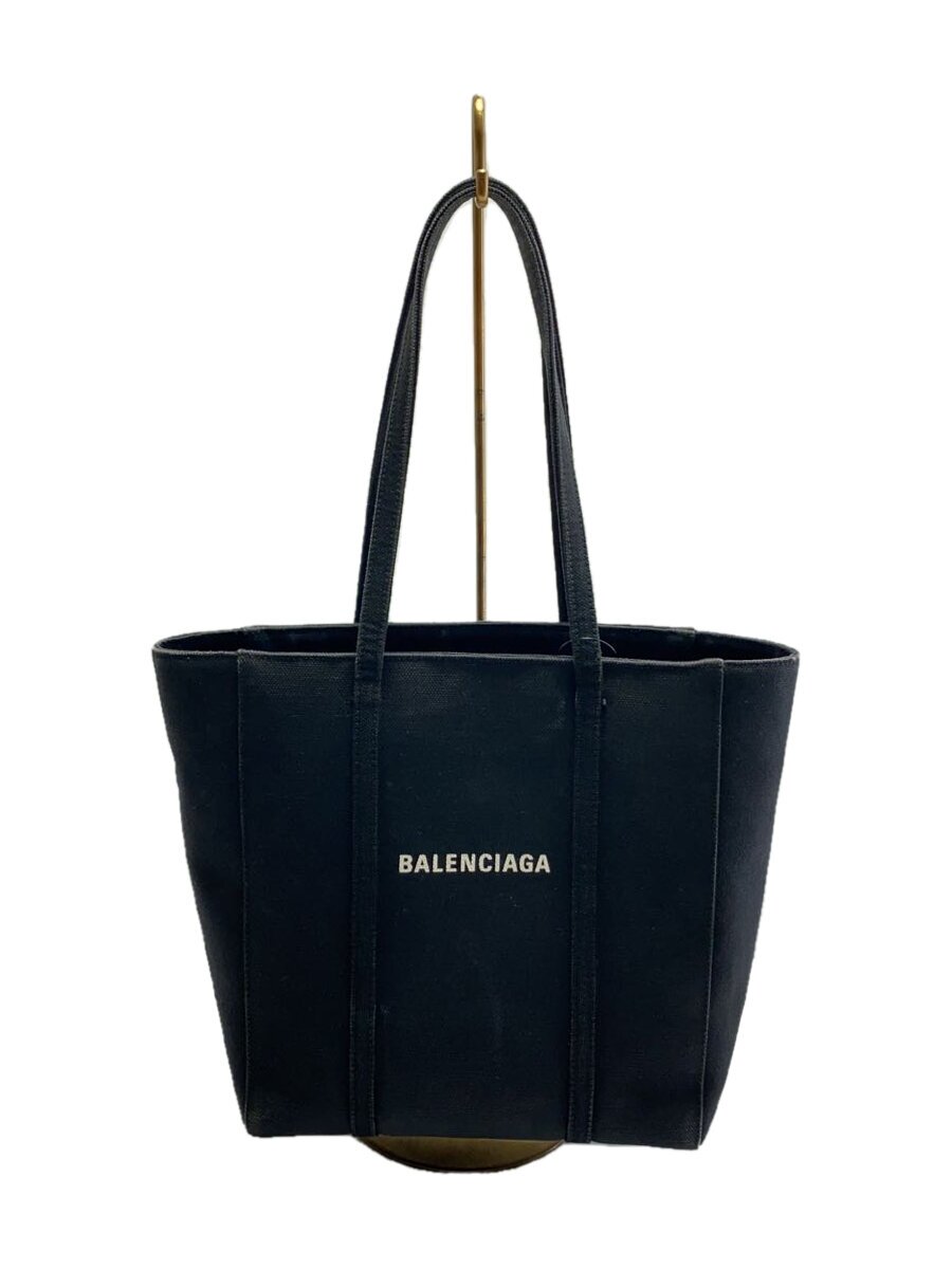 BALENCIAGA - 【中古】BALENCIAGA◆トートバッグ/キャンバス/ブラック/無地【バッグ】