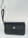 【中古】COACH◆ポーチ/レザー/BLK/無地【バッグ】