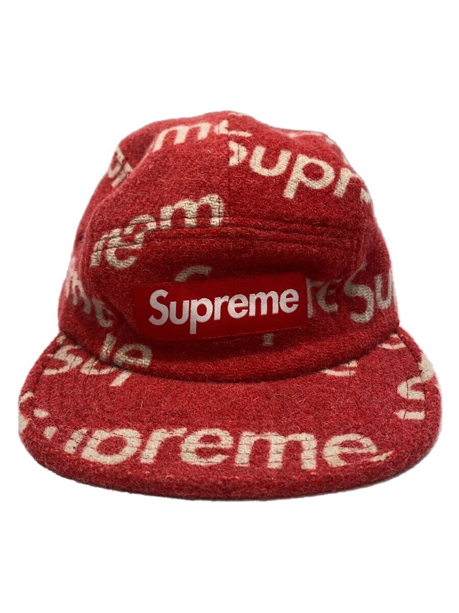 【中古】Supreme◆キャップ/--/ウール/RED/総柄/メンズ【服飾雑貨他】