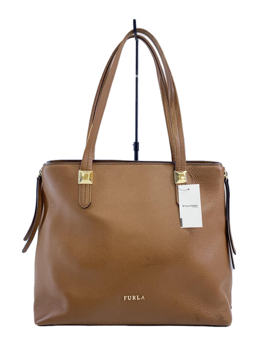 【中古】FURLA◆ハンドバッグ/レザー/BRW/無地/26735【バッグ】