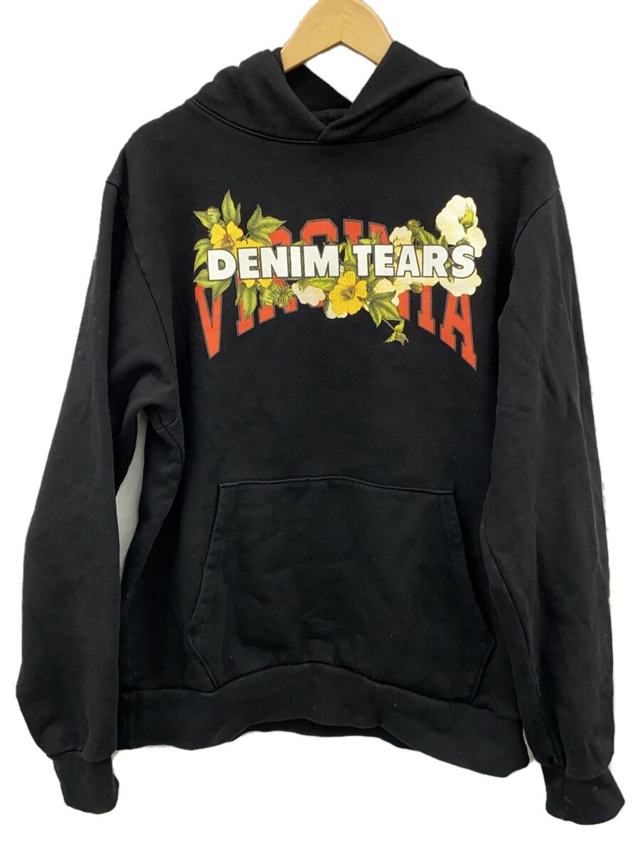 【中古】DENIM TEARS◆THE VIRGINIA HOODIE/パーカー/L/コットン/BLK/プリント/BTSA-010-RFLC//【メンズウェア】