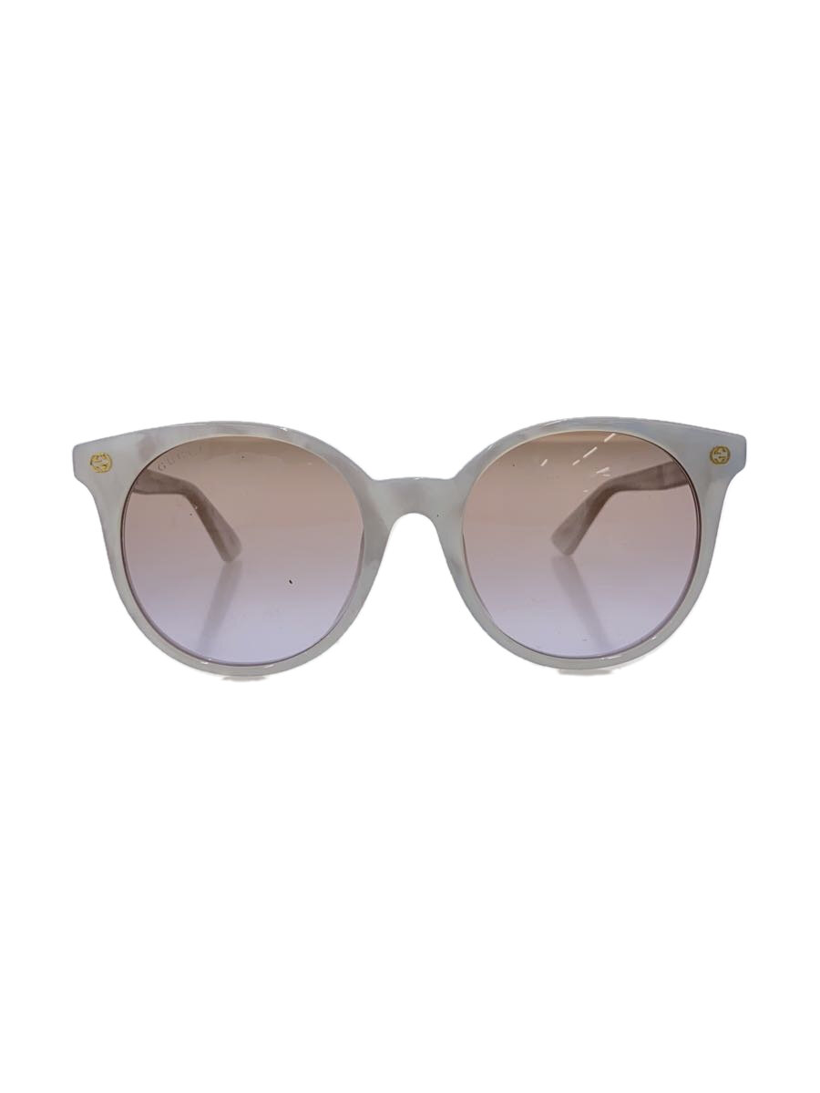 【中古】GUCCI◆サングラス/オーバル/プラスチック/WHT/BRW/レディース/GG0091S 004【服飾雑貨他】