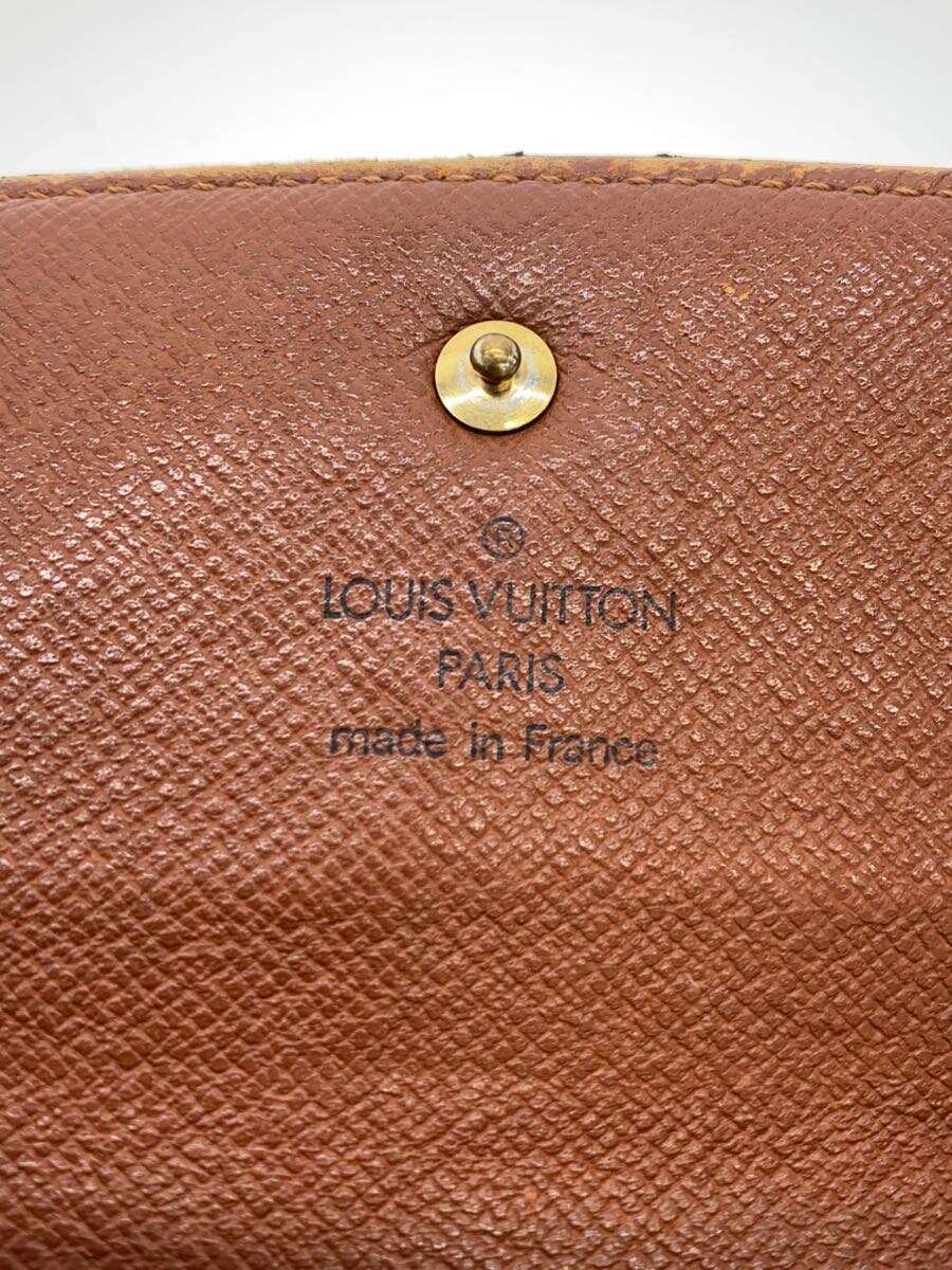 【中古】LOUIS VUITTON◆ポルト・トレゾール・インターナショナル_モノグラム・キャンバス/ブラウン/反り有/角擦れ有【服飾雑貨他】