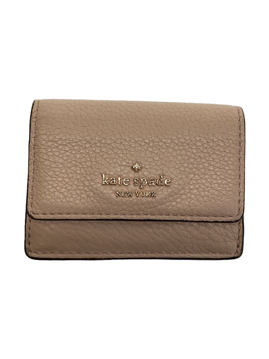 【中古】kate spade new york◆3つ折り財布/レザー/PNK/無地/レディース/WLRU5468【...