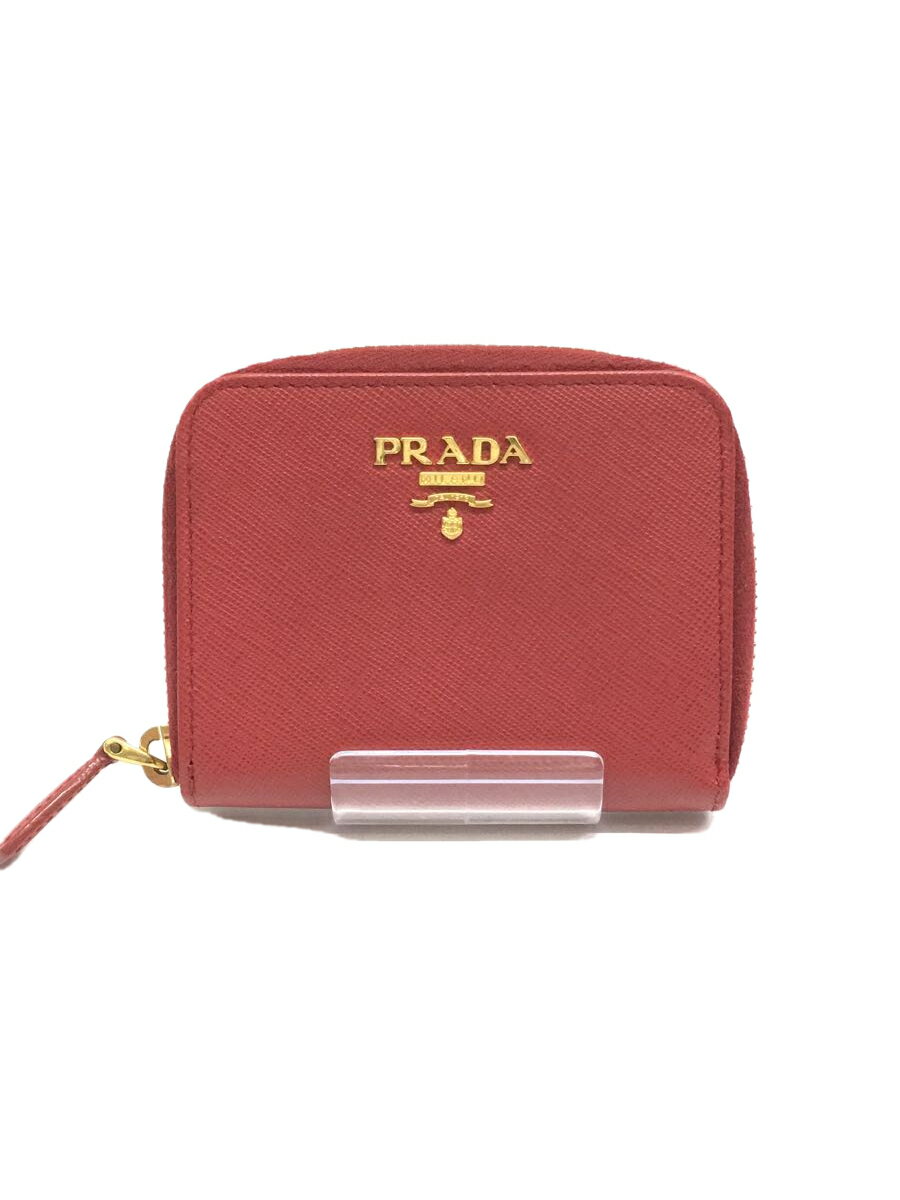 【中古】PRADA◆コインケース/レザー/RED/無地/レディース/1M0268【服飾雑貨他】