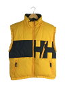 【中古】HELLY HANSEN◆ダウンベスト/XS/ナイロン/YLW/ダウンベスト/汚れ有【メンズウェア】