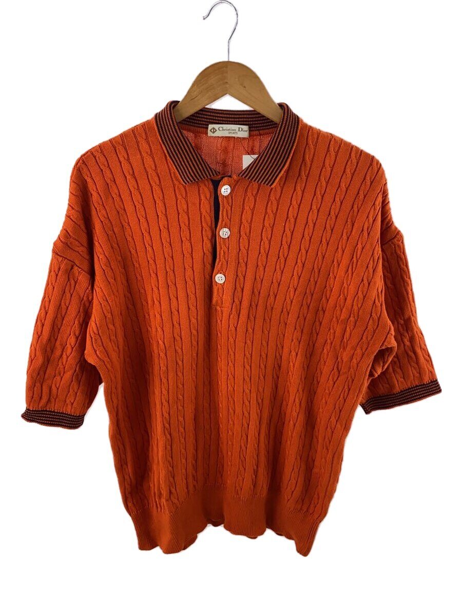 【中古】Christian Dior◆オールド/ケーブルニットポロシャツ/--/コットン/ORN/無地/SPORTS【メンズウェア】