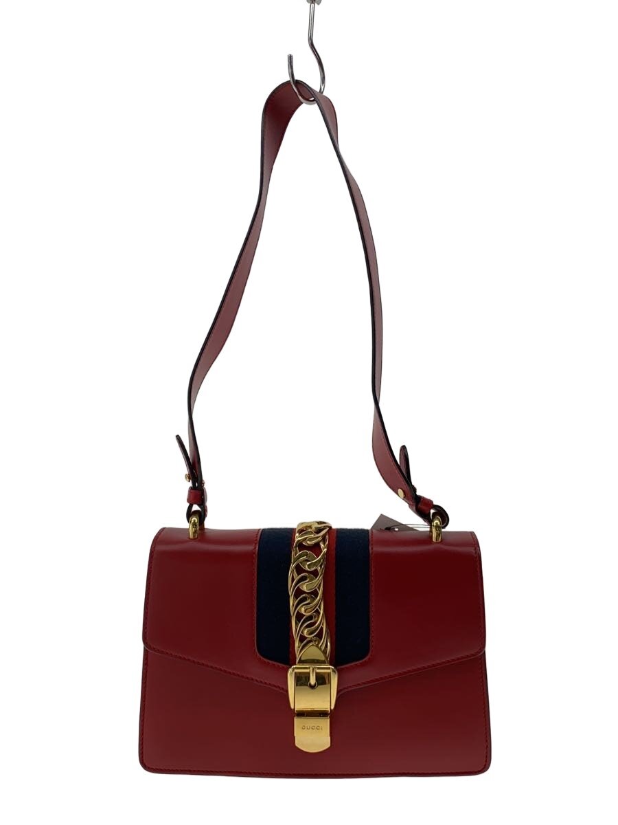 GUCCI - 【中古】GUCCI◆ショルダーバッグ_シルヴィ/レザー/RED//【バッグ】