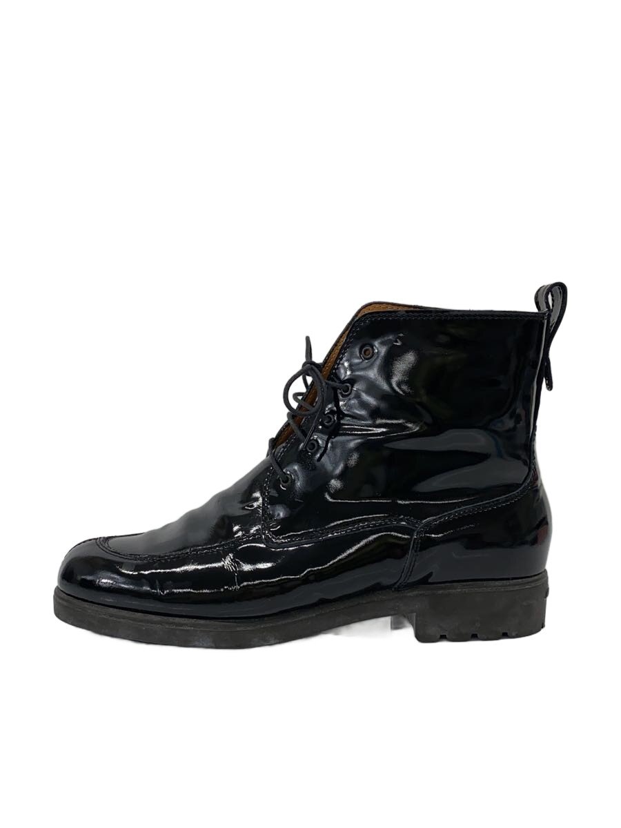 【中古】Salvatore Ferragamo◆ショートブーツ/UK7/BLK/エナメル/527【シューズ】