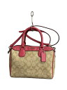 【中古】COACH◆シグネチャー ミニボストンバッグ/PVC/BEG/F58312【バッグ】