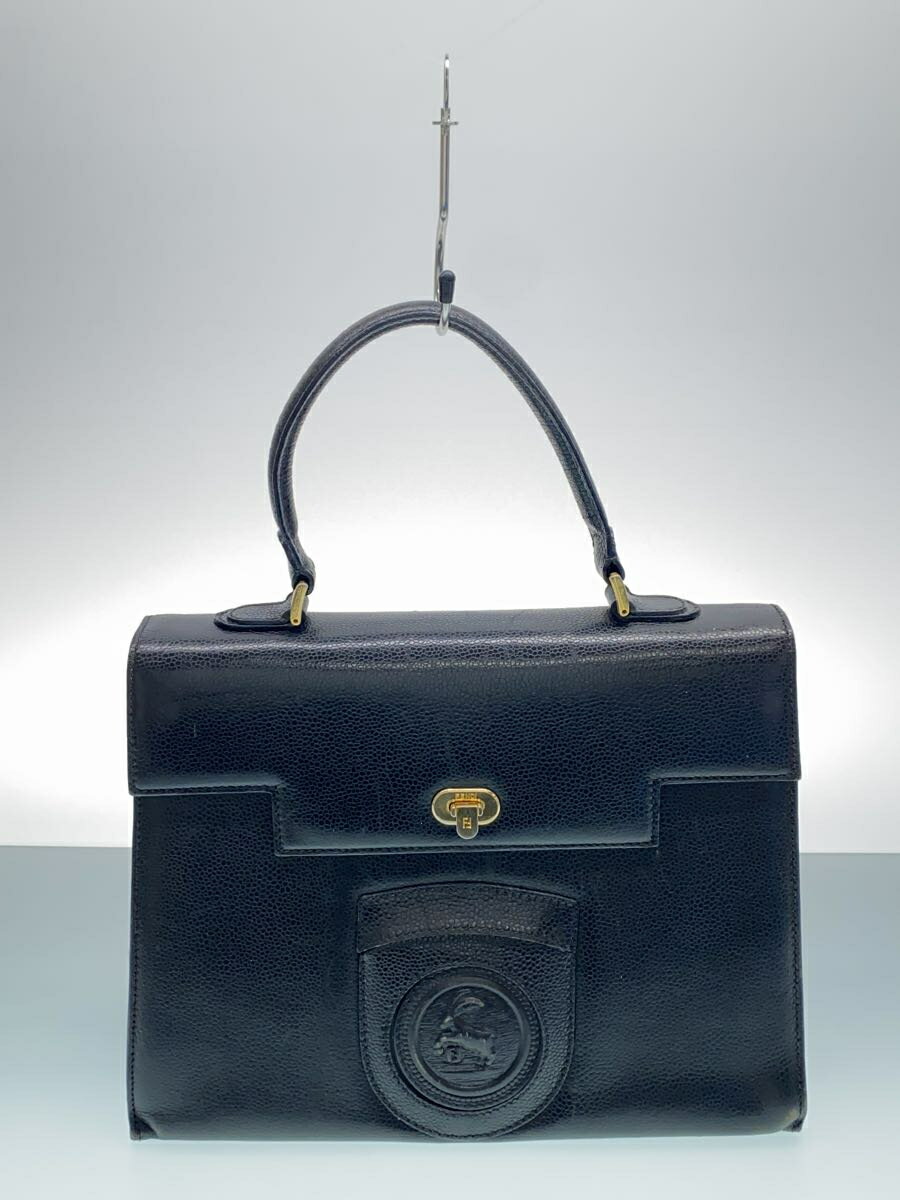 【中古】FENDI◆ハンドバッグ/レザー/BLK/ハンドル部分使用感有【バッグ】