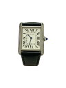 【中古】Cartier◆タンクマスト/4323/クォーツ腕時計/アナログ/レザー/BLK【服飾雑貨他】