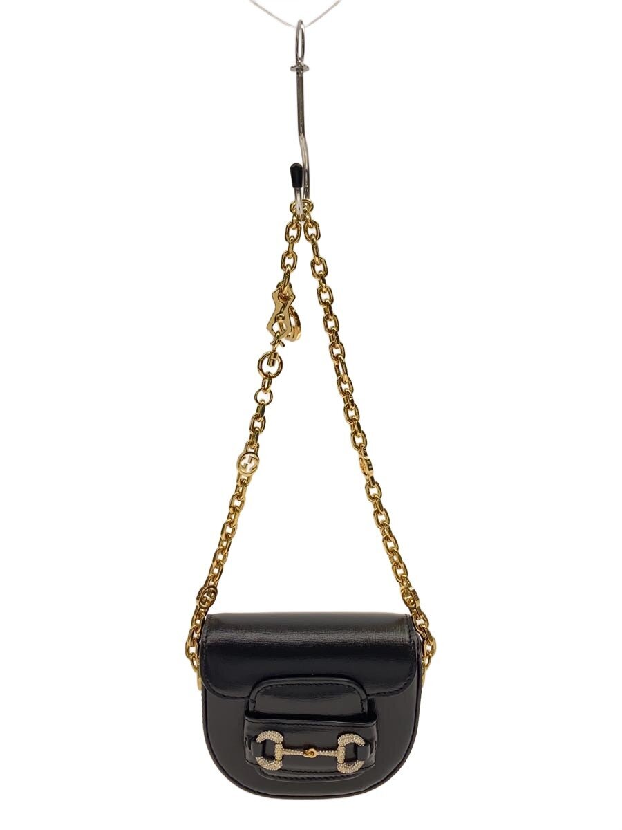 GUCCI - 【中古】GUCCI◆ハンドバッグ/レザー/ブラック/無地/764504【バッグ】