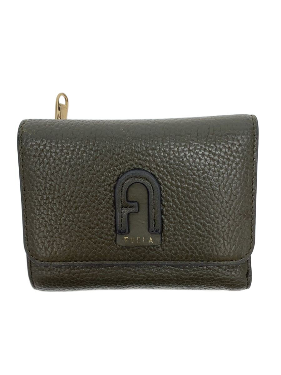 【中古】FURLA◆3つ折り財布/レザー/KHK/レディース【服飾雑貨他】
