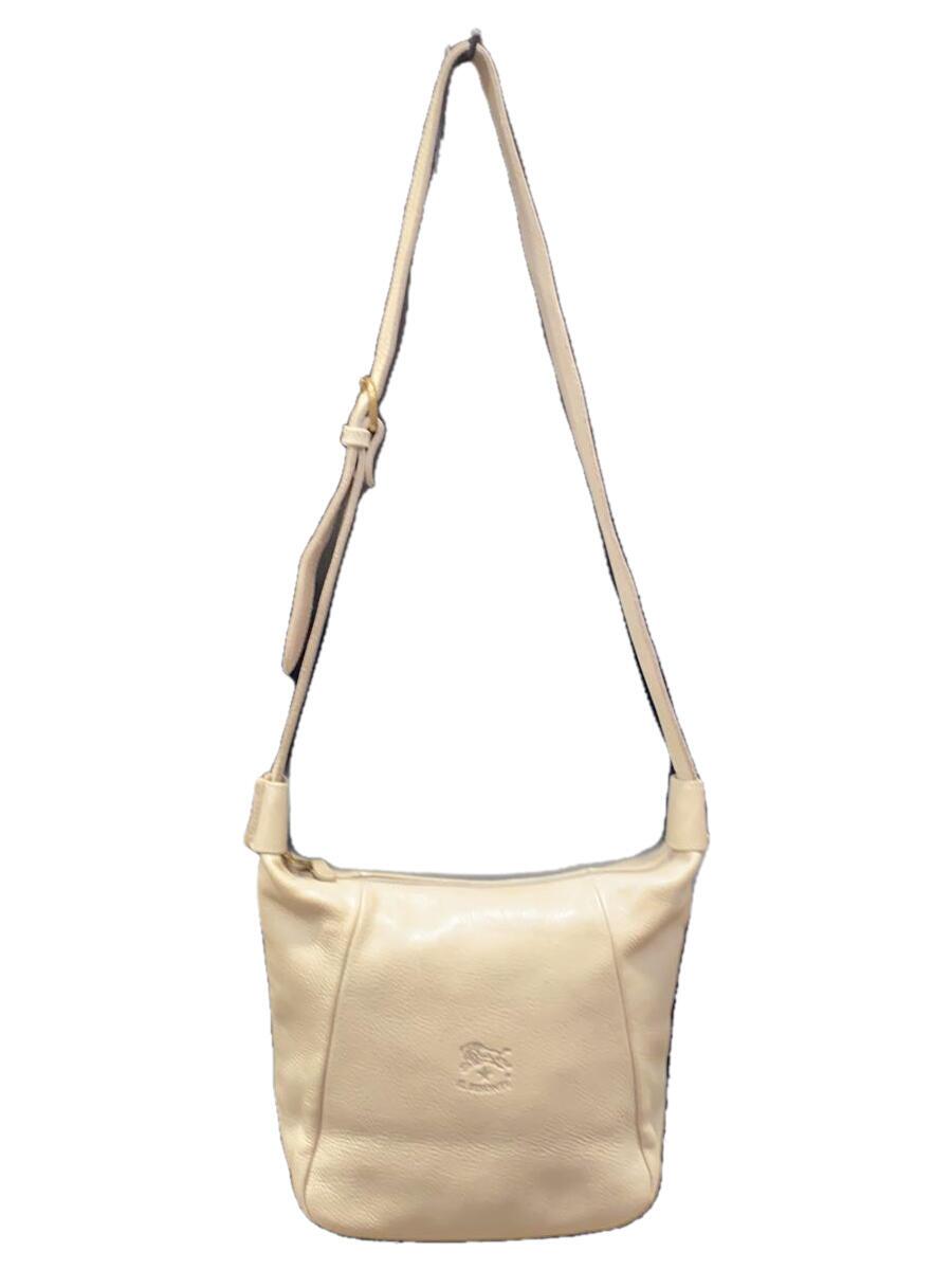 【中古】IL BISONTE◆ショルダーバッグ/レザー/GRY【バッグ】