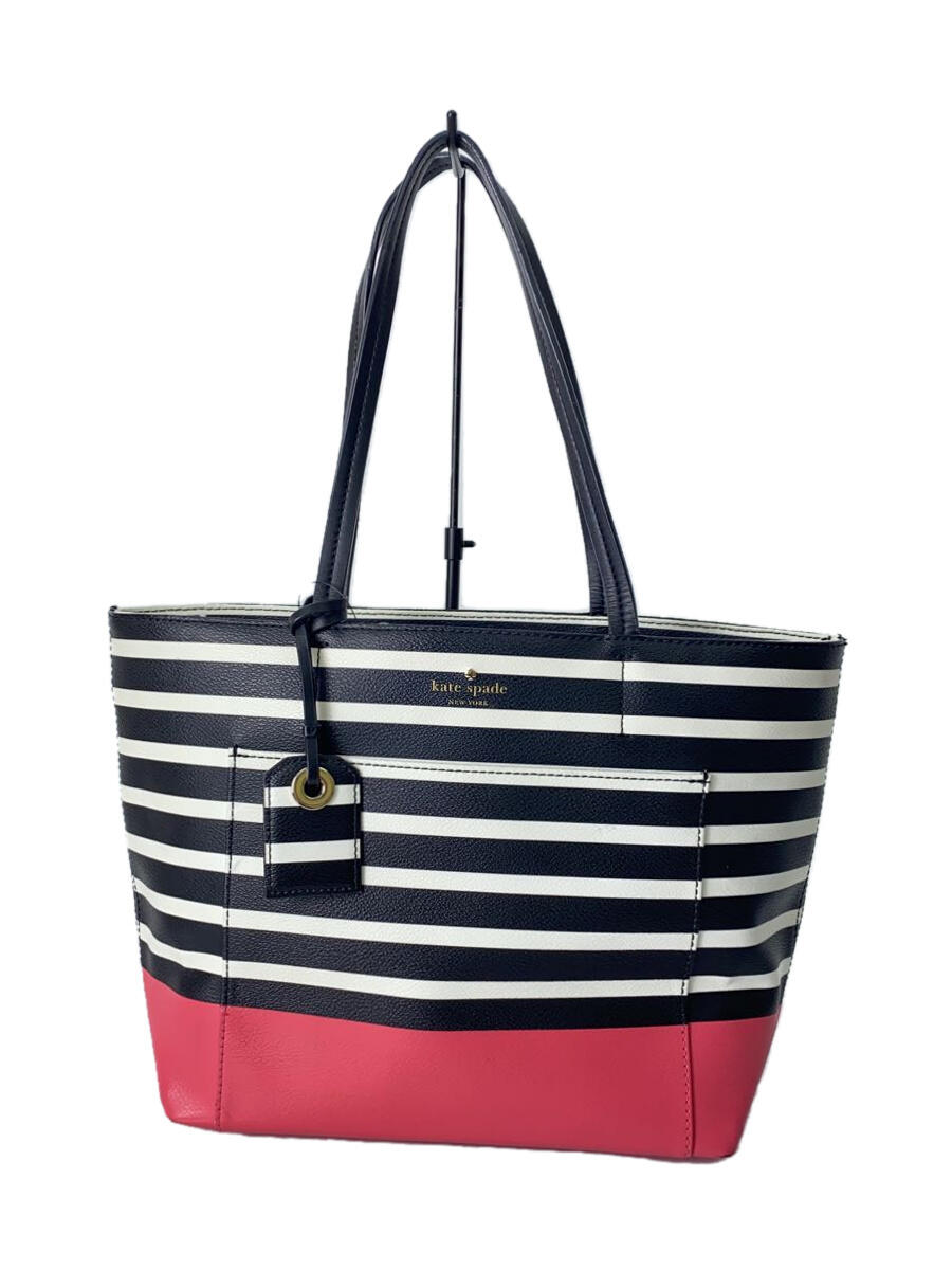 【中古】kate spade new york◆トートバッグ/牛革/PNK/ストライプ/RN0102760/CA57710【バッグ】