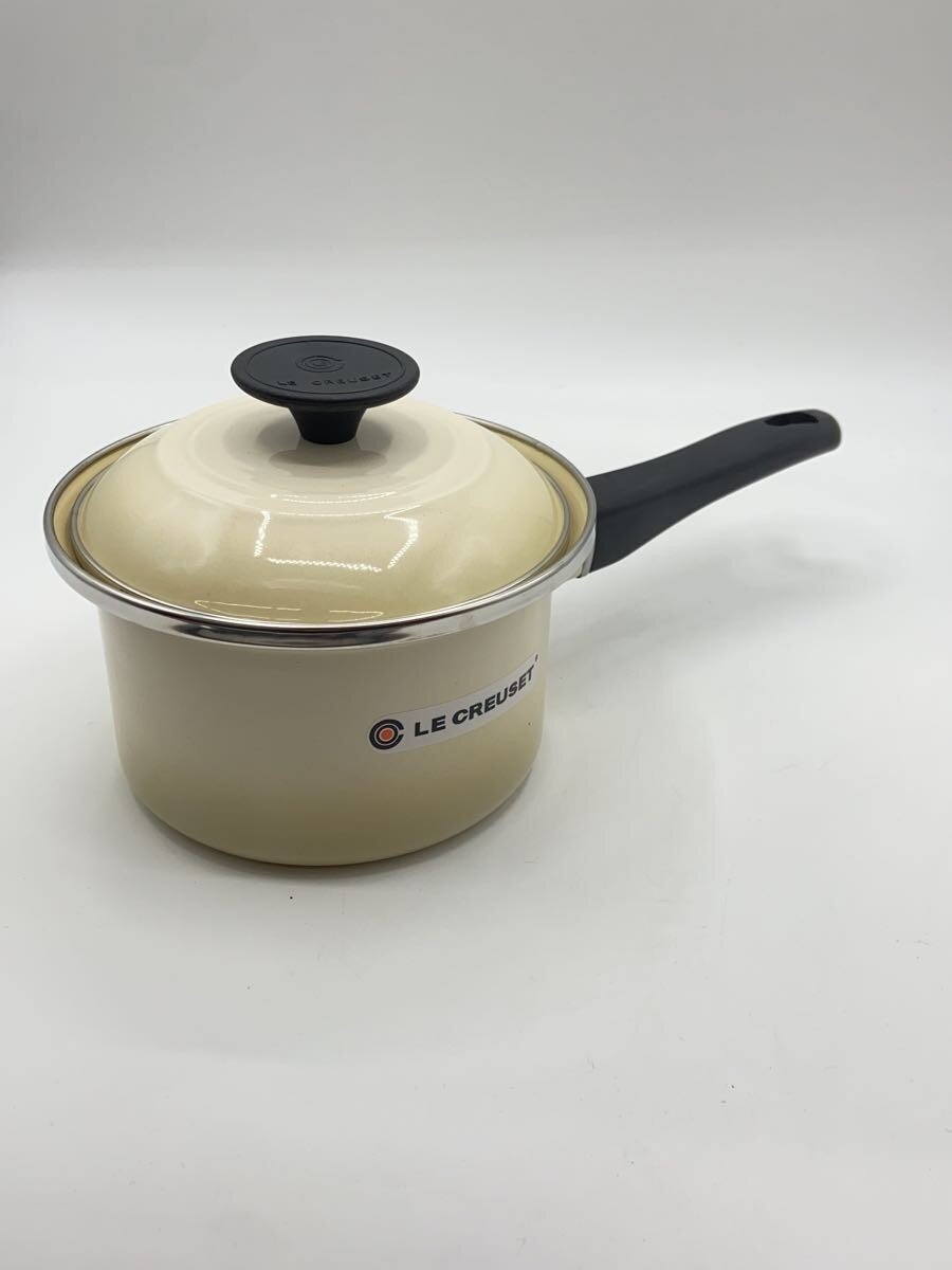 【中古】LE CREUSET◆ホーロー引片手鍋/16cm未満/CRM/14cmソースパン【キッチン用品】