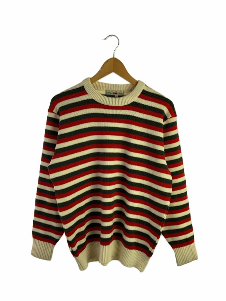 【中古】Itariyard◆ニット・セーター(厚手)/M/ウール/RED/ボーダー【メンズウェア】