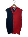 【中古】COMME des GARCONS SHIRT◆ニットベスト/M/ポリエステル/BLK/RED/FI-N008/バイカラー【メンズウェア】