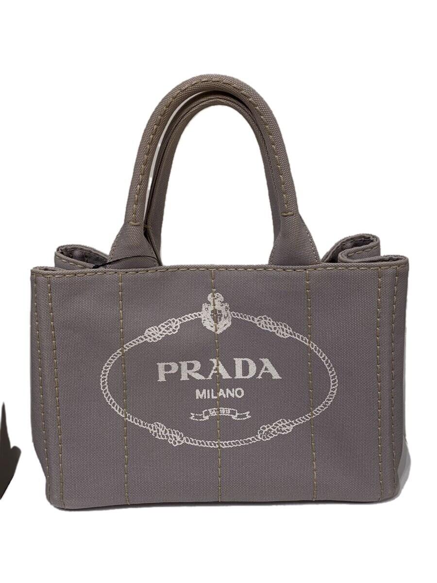 【中古】PRADA◆ハンドバッグ/キャンバス/GRY【バッグ】