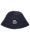 【中古】STUSSY◆23AW/SS Link knit/バケットハット/アクリル/BLK/メンズ/1321184/状態考慮【服飾雑貨他】