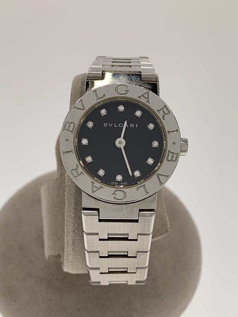 【中古】BVLGARI◆ブルガリブルガリ/12P ダイヤモンド/クォーツ腕時計/アナログ/ステンレス/BLK/SLV/BB2/? NULL ?【服飾雑貨他】