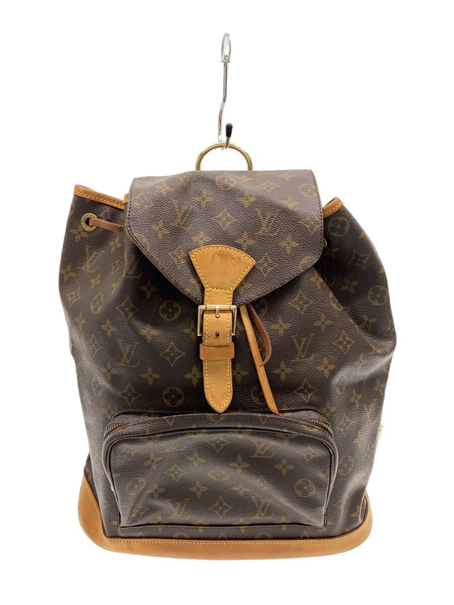 【中古】LOUIS VUITTON◆リュック/レザー/BRW/総柄/M51135/表面・底面汚れ/スレ有【バッグ】