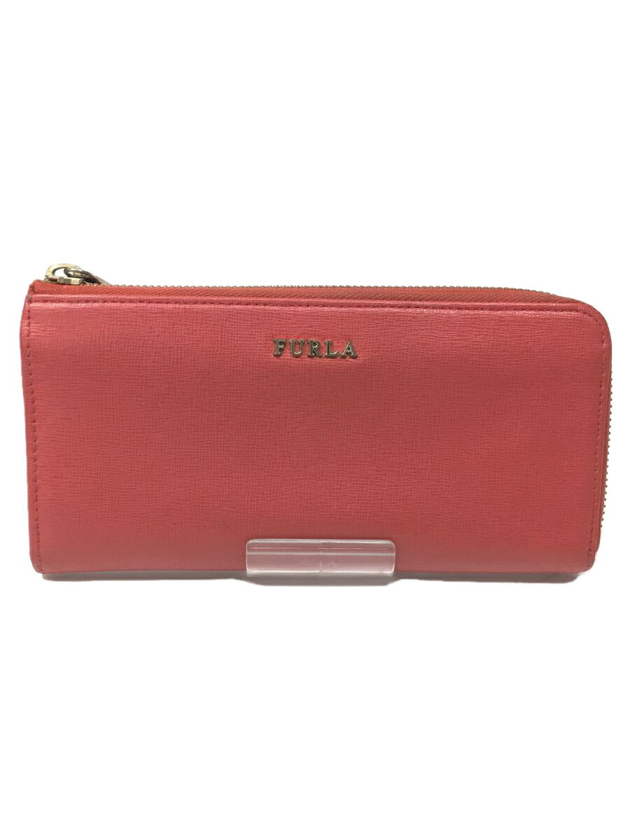 【中古】FURLA◆長財布/--/RED/無地/レ