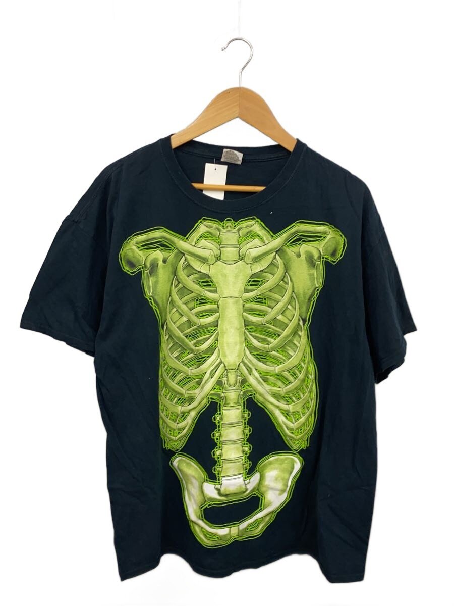 Rakuten - 【中古】FRUIT OF THE LOOM◆スカル/骨格/ネオン/Tシャツ/XL/コットン/BLK【メンズウェア】