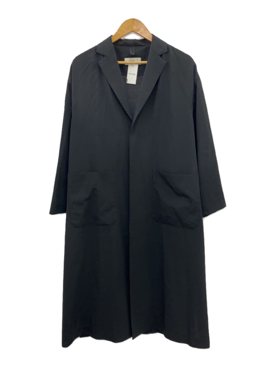 【中古】HYKE◆21ss/STRETCH SHOP COAT/ロングコート/1/ポリエステル/BLK/無地/211-17284【レディースウェア】