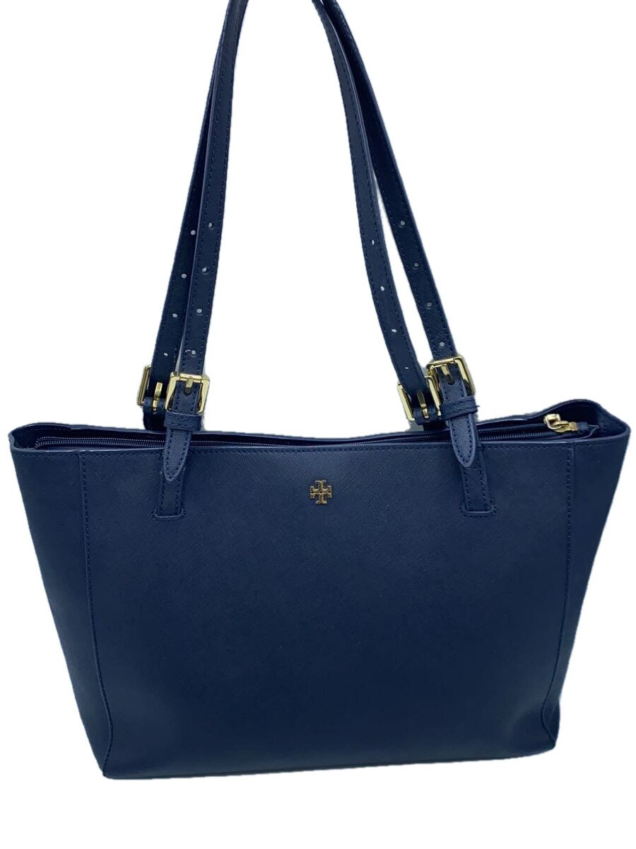 【中古】TORY BURCH◆トートバッグ/レザー/NVY/無地/10005963【バッグ】