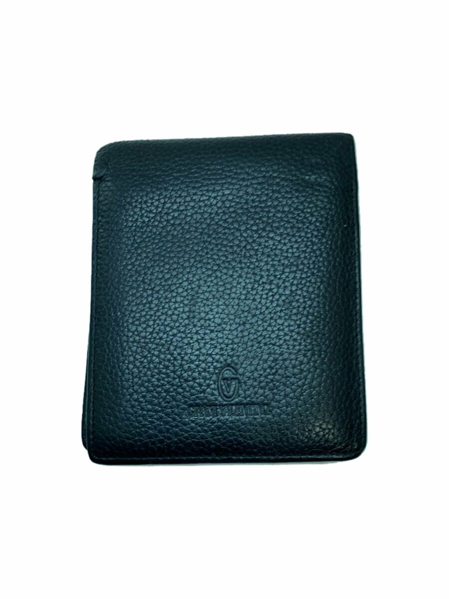【中古】GIANNI VALENTINO◆2つ折り財布/--/BLK/無地/メンズ【服飾雑貨他】