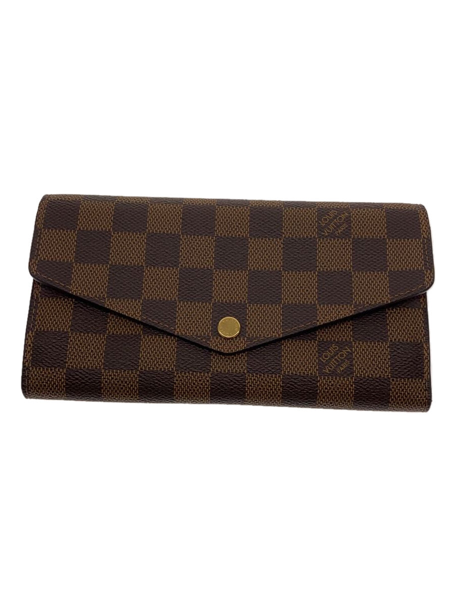【中古】LOUIS VUITTON◆2)ポルト・フォイユ・サラ_ダミエ・エベヌ_BRW_ローズバレリーヌ/PVC/BRW/総柄/レディース【服飾雑貨他】