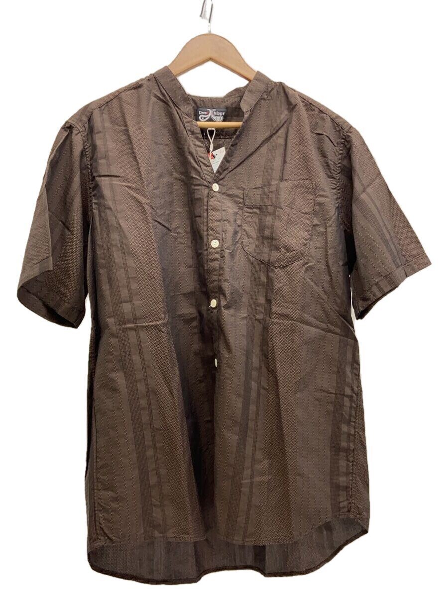 Dress hippy◆DH-SKIPPER S/S SHIRT/バンドカラー/半袖シャツ/L/コットン/BRW/総柄