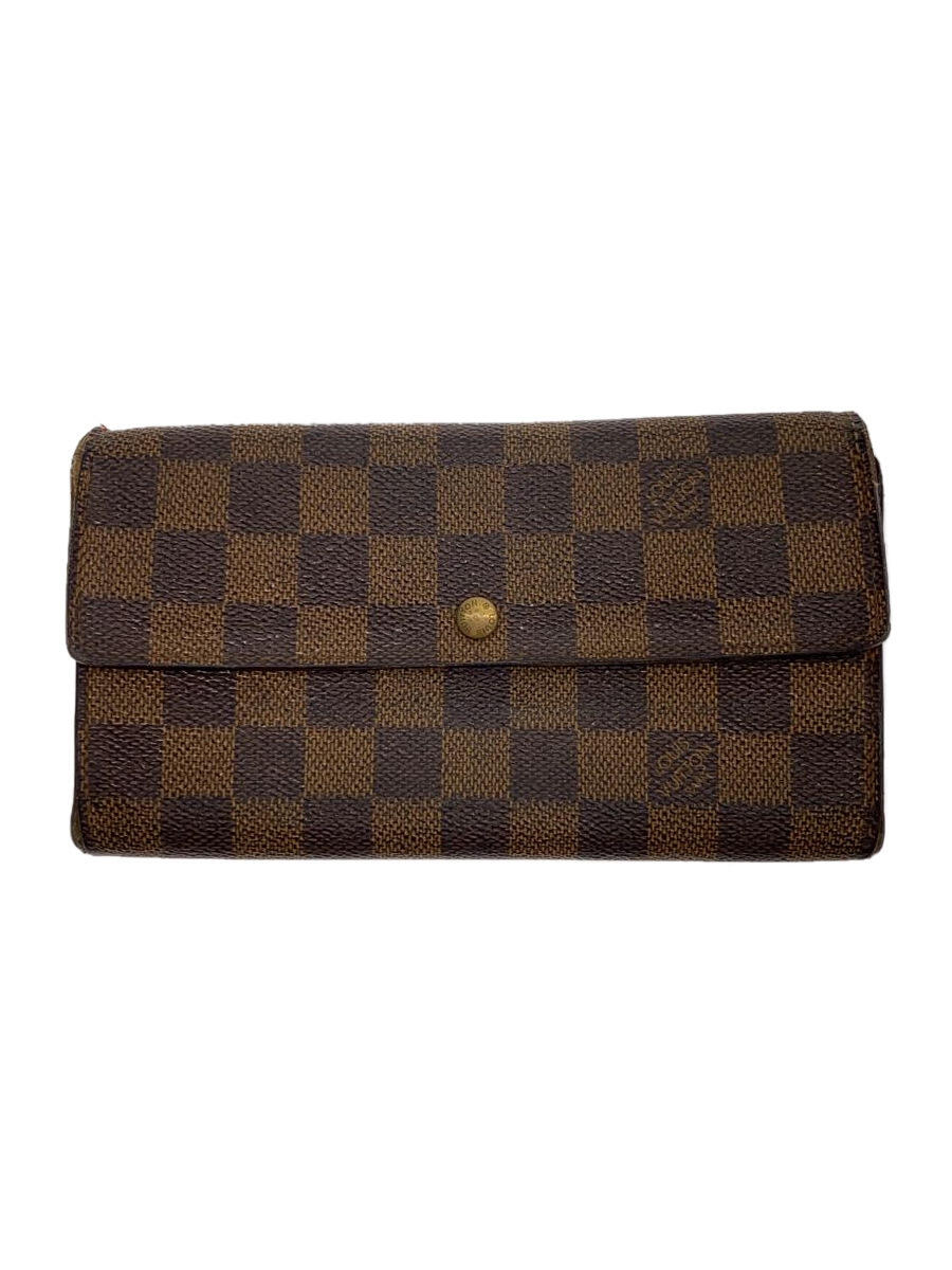 【中古】LOUIS VUITTON◆ポシェット・ポルト・モネ・カルト・クレディ_ダミエ・エベヌ_BRW/PVC/BRW/レディース【服飾雑貨他】