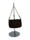 【中古】LOUIS VUITTON◆ミニ・ポシェット・アクセソワール_ダミエ・エベヌ_BRW/PVC/BRW【バッグ】