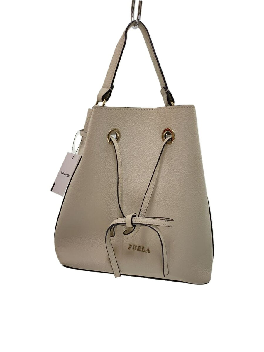 【中古】FURLA◆ショルダーバッグ/レザー/WHT/無地【バッグ】