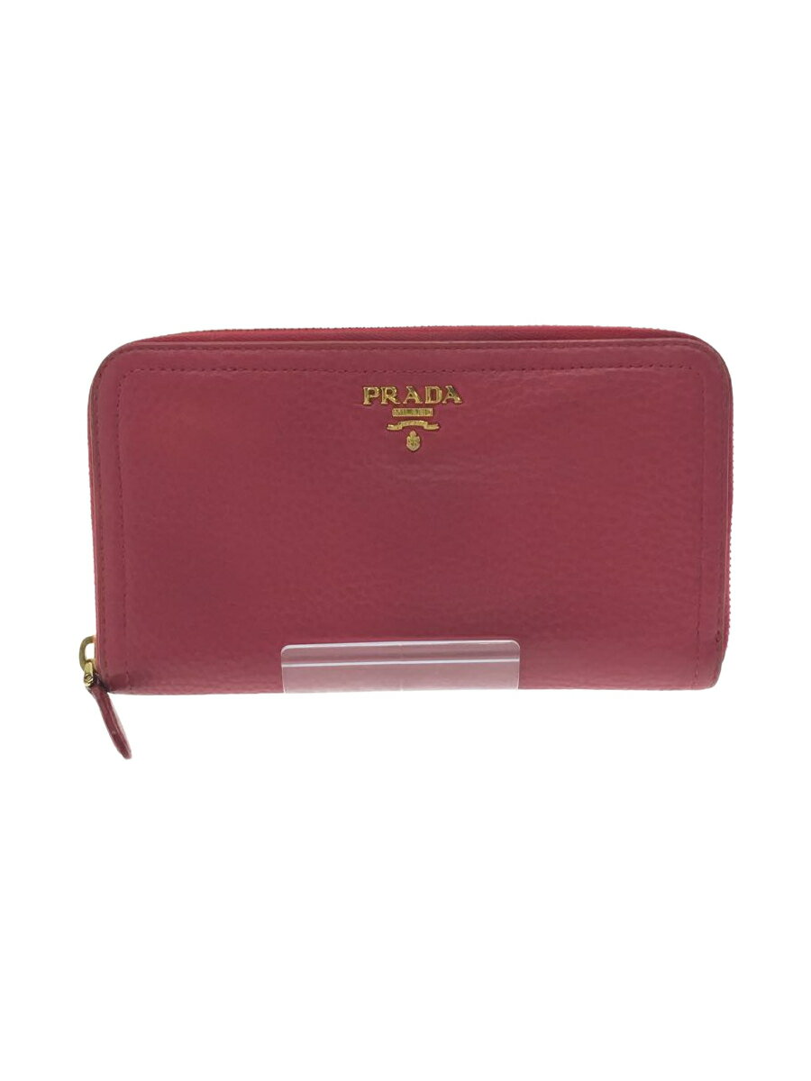 【中古】PRADA◆長財布/レザー/PNK/レディース【服飾雑貨他】