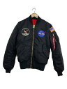 ALPHA INDUSTRIES◆フライトジャケット/S/ナイロン/BLK/NASA APOLLO/TA0113-001