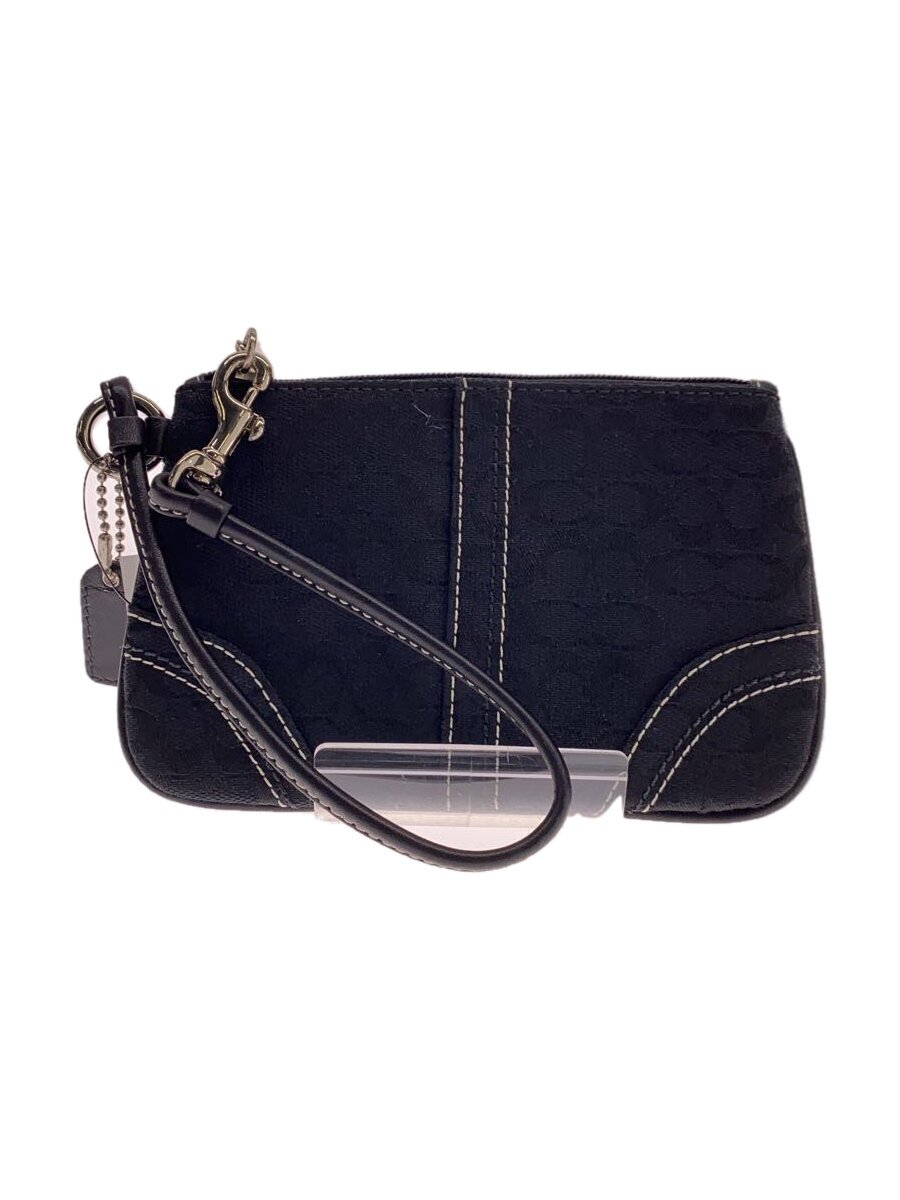 COACH - 【中古】COACH◆ポーチ/キャンバス/BLK【バッグ】